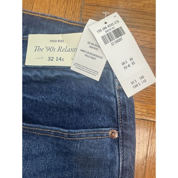 Abercrombie The 90's Straight Ultra High Rise Jeans Dark With Cuff Sz 32 14s New - Picture 10 of 12
